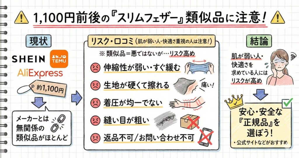 スリムフェザー　偽物　SHEIN TEMU