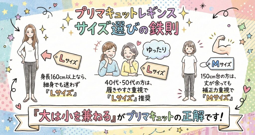 プリマキュットレギンスのサイズ感